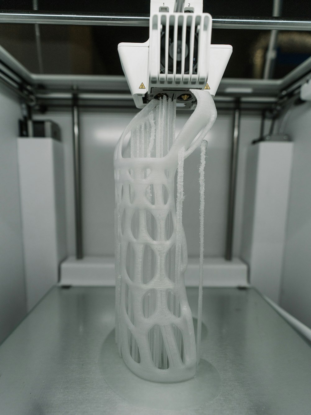 White 3D printed part with fine layer detail
