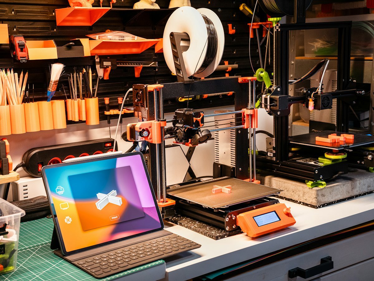 Designer refining a 3D CAD model of an enclosure on a dual-monitor workstation